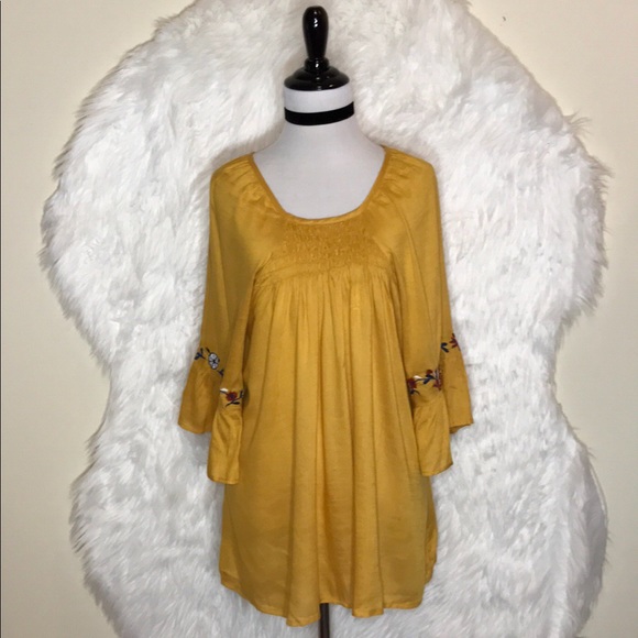 NY Collection Tops - NY Collection Mustard Bell Sleeve Top
